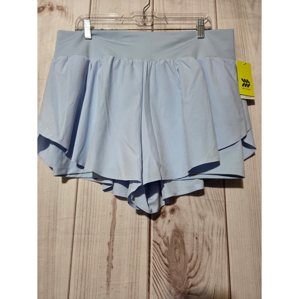 All in Motion Womens Active Light Run Shorts‎ Light Blue High Rise XL 3" Inseam